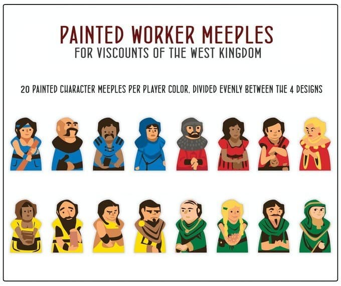 Boîte du jeu : Vicomtes du Royaume de l'Ouest - Extension "Pions 'Ouvrier' peints"