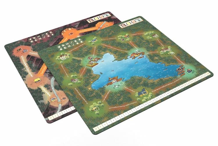 Boîte du jeu : Root - Extension "The Underworld Expansion" - Plateau de jeu "Montagne / Lac" en néoprène
