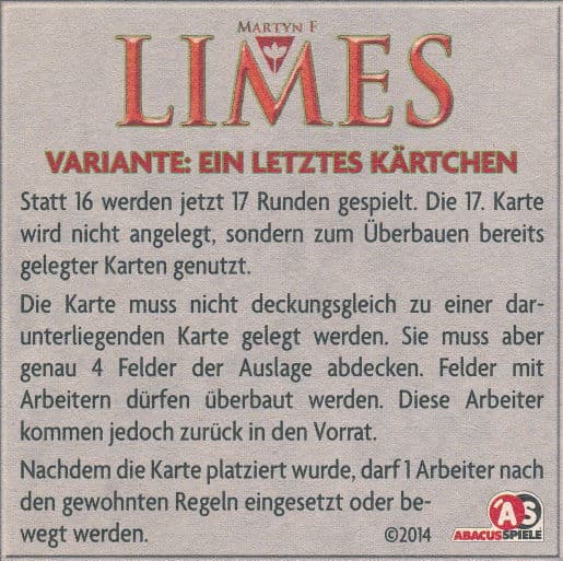 Boîte du jeu : Limes - Variante "One Last Card / Ein letztes Kärtchen"